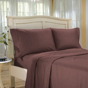 100%Egyptian Cotton Color  Deep Red Wood  1000 TC Twin Size Solid Sheet Set.