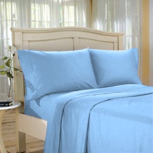 100%Egyptian Cotton Color  Blue  1200 TC Twin Size Solid Sheet Set.