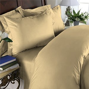 Duvet Cover With Pillow Sham Queen Solid 100% Egyptian Cotton, Color Beige, TC 1000.