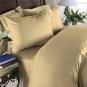 Duvet Cover With Pillow Sham Queen Solid 100% Egyptian Cotton, Color Beige, TC 1000.
