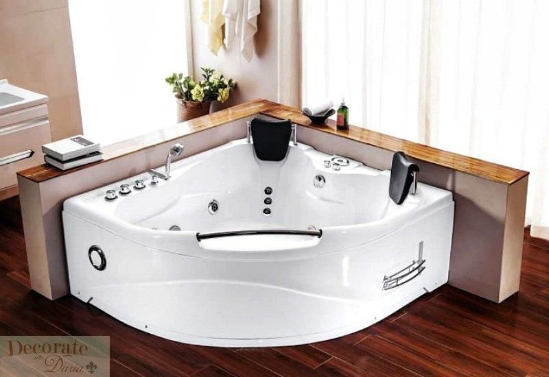 2 PERSON BATHTUB CORNER Whirlpool Jetted Therapy Tub SPA Massage Heat White New