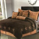 KING COMFORTER 7 Pc SET Rustic Brown Western Camel Star Microfiber Bedding New