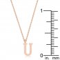 U Initial Pendant Necklace Chain Rose Goldtone Stainless Steel Alphabet Script