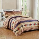 TWIN COMFORTER 2 Pc SET Southwestern Tribal Coffee Multi-color Microfiber New