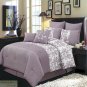 FULL COMFORTER 8 Pc SET Light Purple White Skirt 4 Shams 2 Pillows Polyester New