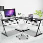 L-Shape Computer Desk Corner Laptop Table with Tempered Glass