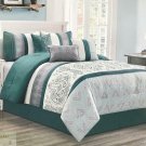 QUEEN COMFORTER 7 Pc SET Modern Aqua Antique Microfiber Skirt Shams Pillows New