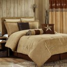 QUEEN COMFORTER 7 Pc SET Rustic Coffee Brown Tan Western Star Microsuede New