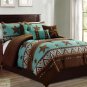 KING COMFORTER 7Pc SET Turquoise Rustic Brown Western Stars Microfiber Sham New