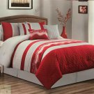 QUEEN COMFORTER 7 Pc SET Modern Red Gray Decor Microfiber Skirt Shams Pillow New