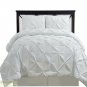 KING COMFORTER 4 Pc SET White Oxford Double Needle Pinch Pleated Skirt Shams New