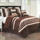 KING COMFORTER 7 Pc SET Modern Brown Tan Decor Microfiber Skirt Shams Pillow New