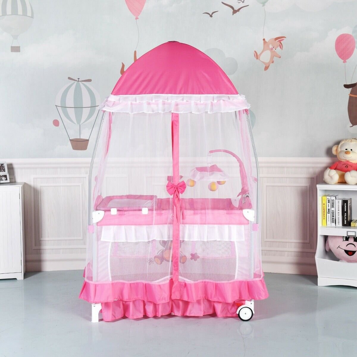 Portable Baby Playpen Crib Cradle w/ Carring Bag