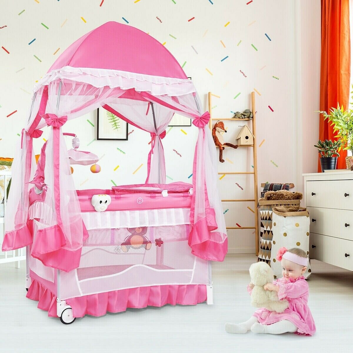 Portable Baby Playpen Crib Cradle w/ Carring Bag