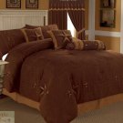 QUEEN COMFORTER 7 Pc SET Rustic Brown Western Gold Texas Star Microfiber New