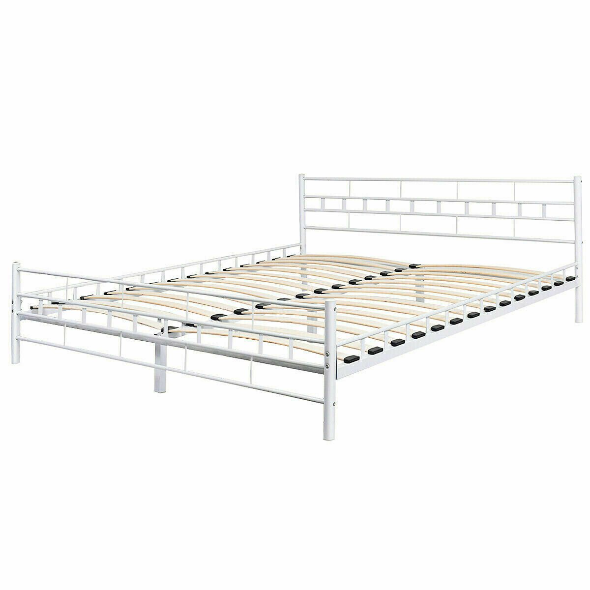 Queen Size Headboard Footboard Furniture Wood Slats Bed Frame