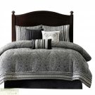 CAL KING COMFORTER 7 Pc SET Black White Damask Medallion Pattern Polyester New