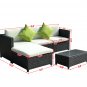 5 pcs Wicker Rattan Sofa Cushioned Set
