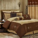 KING COMFORTER CURTAIN SET 11 Pc Rustic Brown Coffee Tan Camel Western Star New