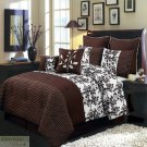 CAL KING COMFORTER 8Pc SET Chocolate Bliss Brown White Skirt 4 Shams Pillows New