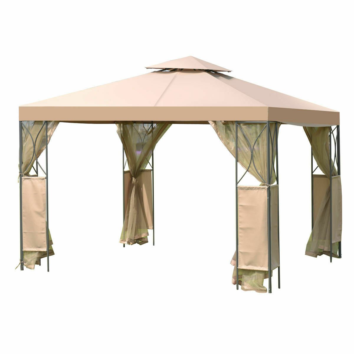 2Tier 10' x 10' Patio Steel Gazebo Canopy Shelter