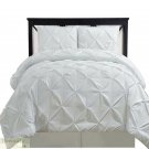 QUEEN COMFORTER 4Pc SET White Oxford Double Needle Pinch Pleated Skirt Shams New