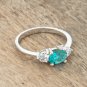 Classic Ring Aqua Blue 1.2ct CZ Round Cut Rhodium Plating Jewelry Daria Style