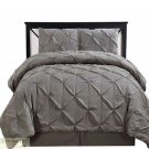 CAL KING COMFORTER 4 Pc SET Gray Oxford Double Needle Pinch Pleat Skirt Sham New