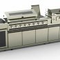 16' BBQ GAS GRILL ISLAND 4 Modules 8 Burner Rotisserie Sink Refers Stainless New