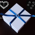 50 HEART Diamante Rhinestone Crystal Silver Buckle Sliders For Wedding Invitation BK010