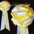 10 WHITE YELLOW 9" EXTRA WIDE WEDDING PULL PEW BOWS FOR BRIDAL CAKE GIFT BASKET DECORCATION