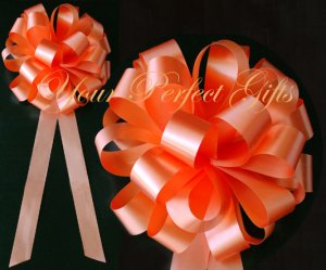 10 ORANGE 8" WEDDING PULL PEW BOWS FOR BRIDAL CAKE GIFT BASKET DECORCATION PB012