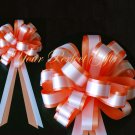 10 ORANGE WHITE 8" TWO LAYER WEDDING PULL PEW BOWS FOR BRIDAL CAKE GIFT BASKET DECORCATION PB038