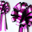 10 FUCHSIA PINK BLACK 8" TWO LAYER WEDDING PULL PEW BOWS FOR BRIDAL CAKE GIFT BASKET DECORCATION