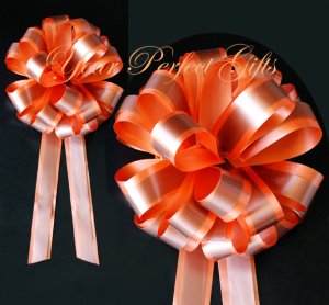 10 ORANGE BROWN 8" TWO LAYER WEDDING PULL PEW BOWS FOR BRIDAL CAKE GIFT BASKET DECORCATION