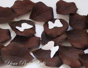 1000 DARK CHOCOLATE BROWN SILK ROSE PETALS WEDDING DECORATION FLOWER FAVOR RP005