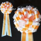 10 TANGERINE ORANGE WHITE  TWO LAYER 9" EXTRA WIDE WEDDING PULL PEW BOW BRIDAL BASKET DECORCATION