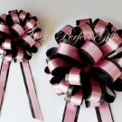10 BABY PINK BLACK 8" TWO LAYER WEDDING PULL PEW BOWS FOR BRIDAL CAKE GIFT BASKET DECORCATION
