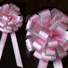 10 BABY PINK SILVER 8" TWO LAYER WEDDING PULL PEW BOWS FOR BRIDAL CAKE GIFT BASKET DECORCATION