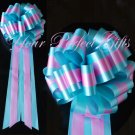 10 TEAL BLUE PINK TWO LAYER 9" EXTRA WIDE WEDDING PULL PEW BOWS BRIDAL CAKE GIFT BASKET DECORCATION