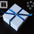 100 SQUARE Silver Diamante Rhinestone Crystal Buckle Sliders For Wedding Invitation BK007