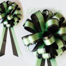 10 GREEN BLACK 8" TWO LAYER WEDDING PULL PEW BOWS FOR BRIDAL CAKE GIFT BASKET DECORCATION