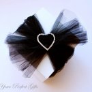 100 HEART 1.5" Silver Diamante Rhinestone Crystal Buckle Sliders For Wedding Invitation BK025