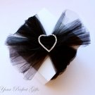 24 HEART 1.5" Silver Diamante Rhinestone Crystal Buckle Sliders For Wedding Invitation BK025