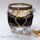 24 HEART 1.5" Gold Diamante Rhinestone Crystal Buckle Sliders For Wedding Invitation BK034