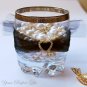 24 HEART Gold Diamante Rhinestone Crystal Buckle Sliders For Wedding Invitation BK035