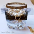 12 HEART Gold Diamante Rhinestone Crystal Buckle Sliders For Wedding Invitation BK035