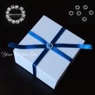 12 ROUND Silver Diamante Rhinestone Ribbon Buckle Sliders For Wedding Invitation BK001