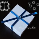 12 BUTTERFLY Diamante Rhinestone Ribbon Silver Buckle Sliders For Wedding Invitation BK079