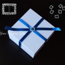 12 RECTANGLE 18mm Diamante Rhinestone Ribbon Silver Buckle Sliders For Wedding Invitation BK054